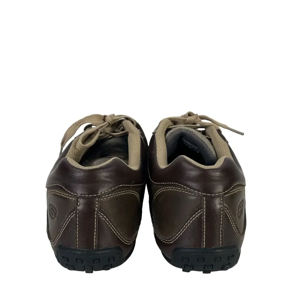 Skechers Men's Brown Leather Citywalk Malton Lace Up Casual Sneakers - 13 - Picture 4 of 8